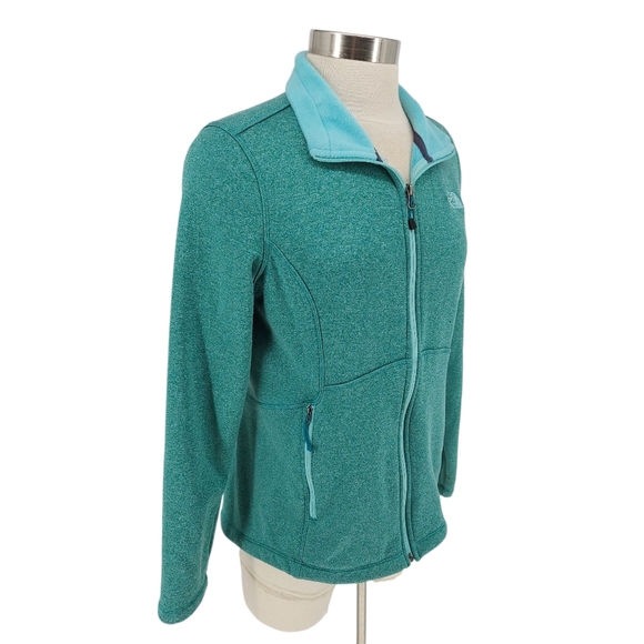 The North Face Jacket Blue Green Long Sleeve Full Zip Fleece Coat Large - Picture 2 of 11